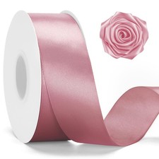 2 Rolls Rosy Mauve Satin Ribbon 1-1/2 Inch x 100 Yds Gift Wrapping Crafts