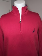 Nautica Sweater Mens Large Red Knit 1/4 Zip Long Sleeve Mock Neck Pullover NWT