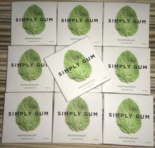 10 SIMPLY Gum Dental Xylitol Chewing Peppermint Pack 15 Piece Chicle Vegan Clean