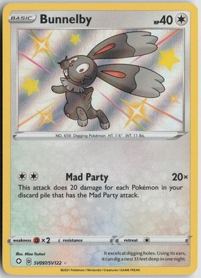 Bunnelby Shiny Rare Holo Shining Fates: Shiny Vault SV097/SV122 NM Misa Tsutsui