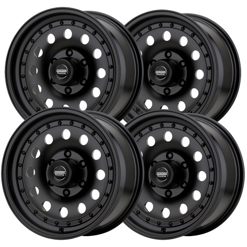 (Set-4) American Racing AR62 Outlaw II 17x8 5x5" +18mm Satin Black Wheels Rims - Picture 1 of 9