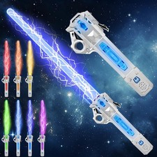 Light Up Sword, Flashing Dueling Sabers for Kids with FX 27.5 inches, Silver