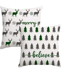 Artmag Christmas Pillow Covers 16x16 inch Set of 2, Farmhouse Xmas Trees...