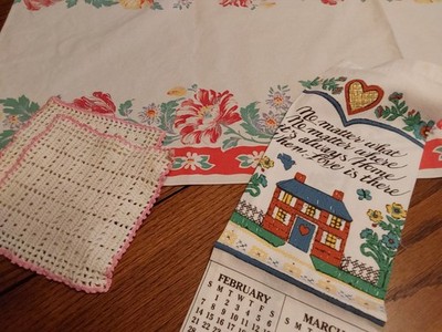 LINENS  TABLE RUNNER, CALENDAR TOWEL, TOWEL, POTHOLDERS,PLATEMAT