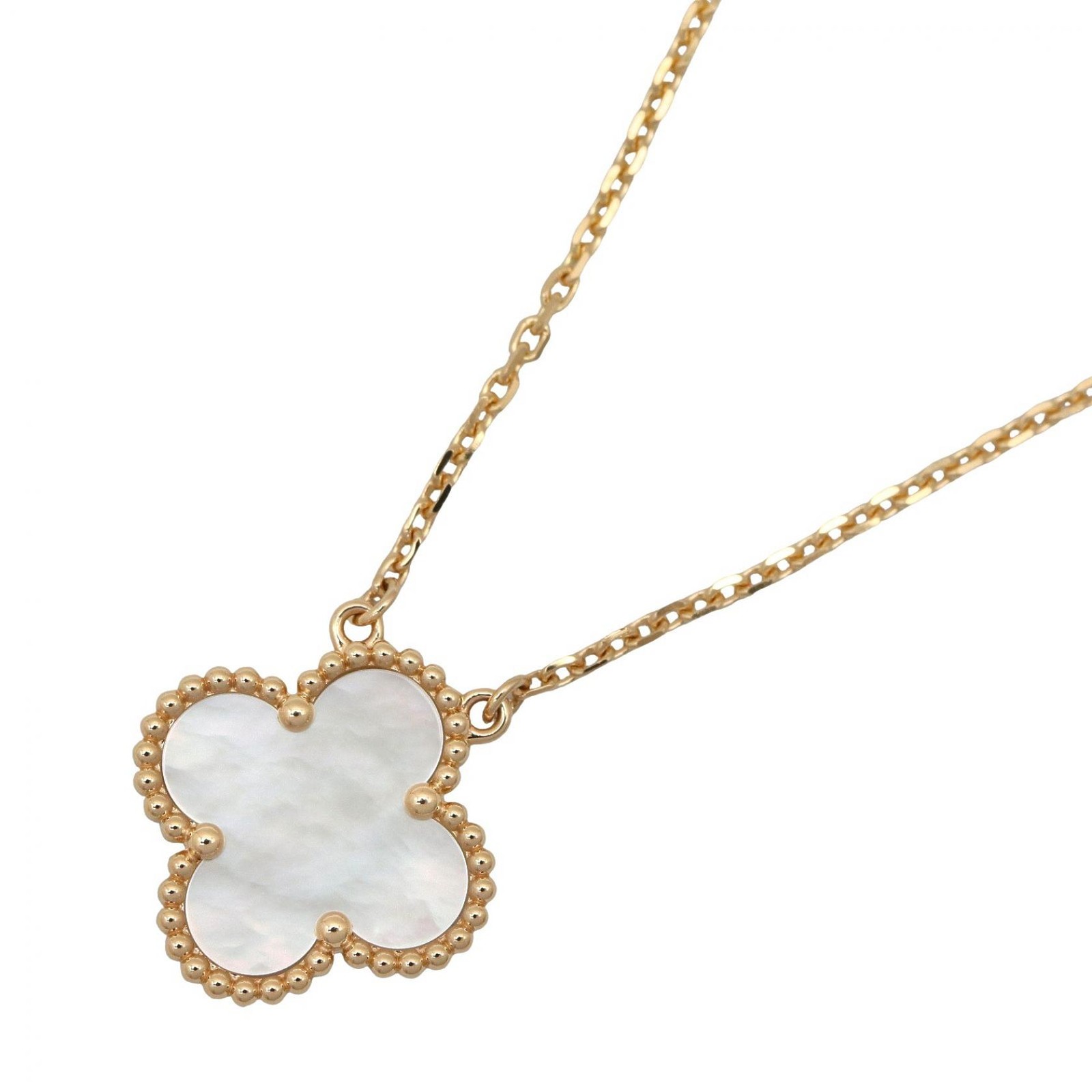 Van Cleef & Arpels Vintage Alhambra Mother-of-Pearl Necklace 18KYG Used Women