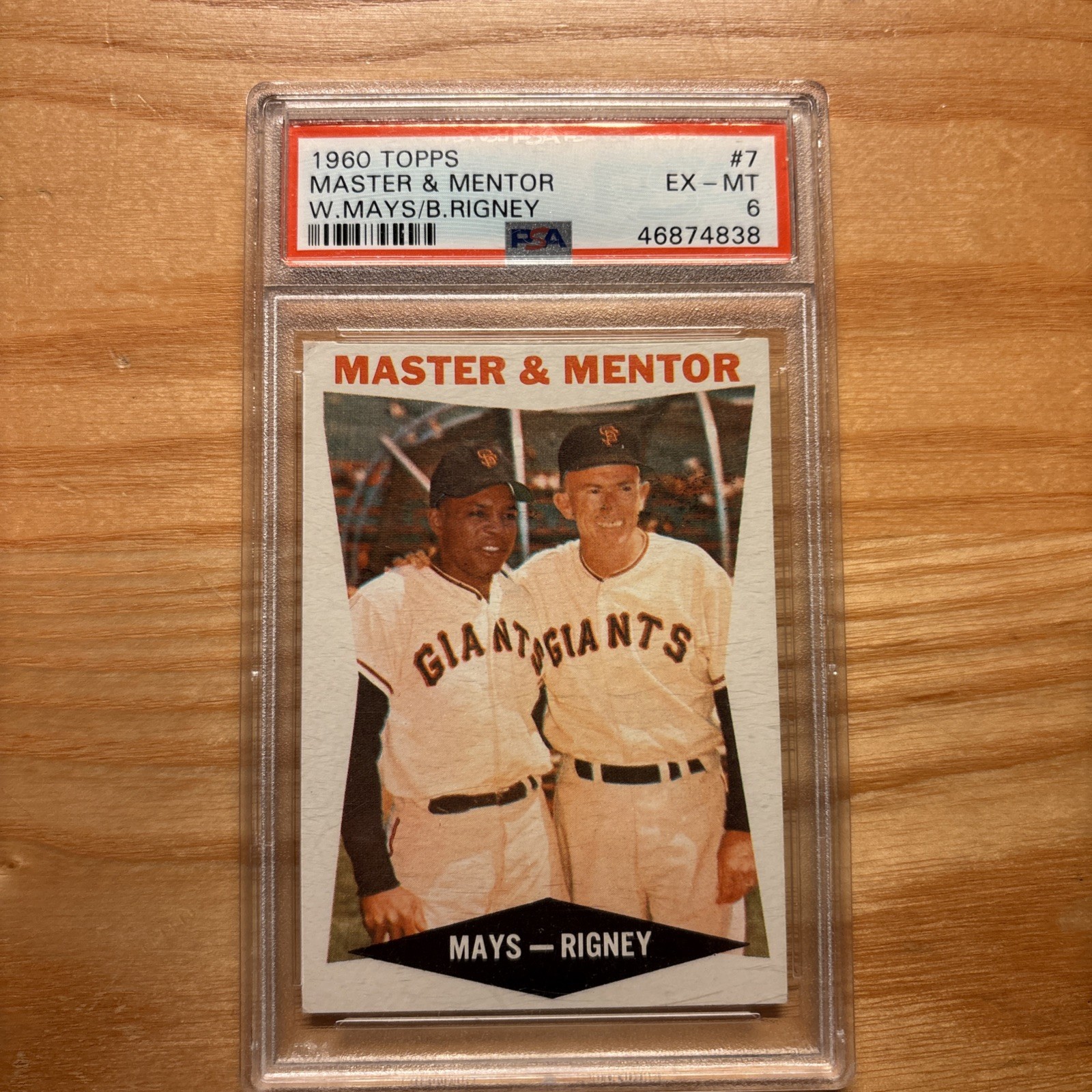 Willie Mays 1960 Topps #7 MASTER & MENTOR Willie Mays &Bill Rigney PSA 6 Giants view 1