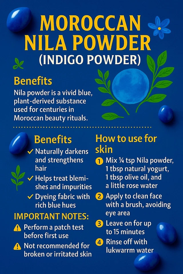 100% Authentic Natural Moroccan Blue Nila Powder 25g.Wholesale Available - Image 2 of 4