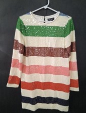 Kate Spade Adventure Stripe Multi Rainbow Sequin Mini Shift Dress Size 6