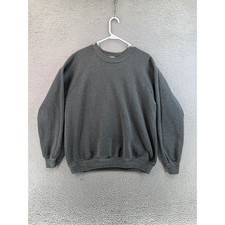 Vintage Jerzees Sweatshirt XL Charcoal Gray Blank Crewneck Raglan Made USA READ