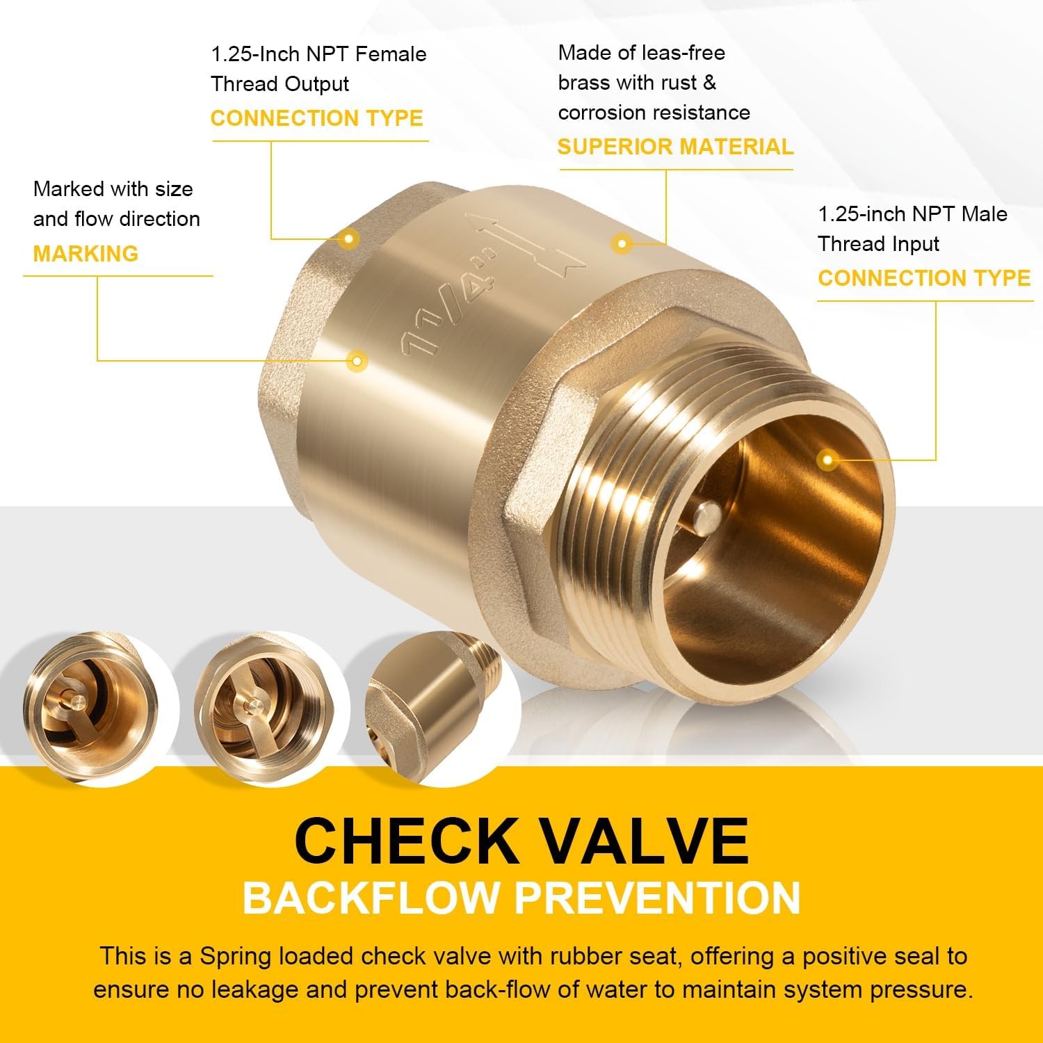 for SP0465X-125 One Way Brass Check Valve, 1-1/4" NPT male in/ 1-1/4" FNPT out