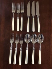 Vintage 12 piece Lenox 18/8 Ivory Flatware Set Korea: Solid, Sturdy, Family Of 3