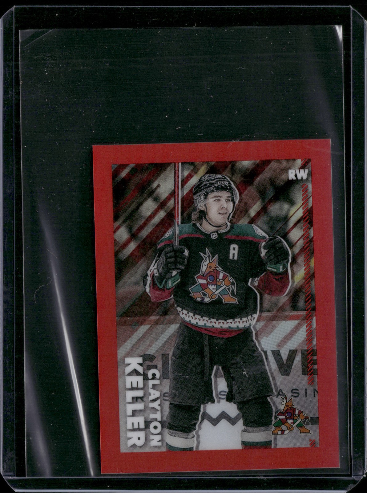 2022-23 Topps Chrome NHL Sticker Collection #24 Clayton Keller Red Refractors /5