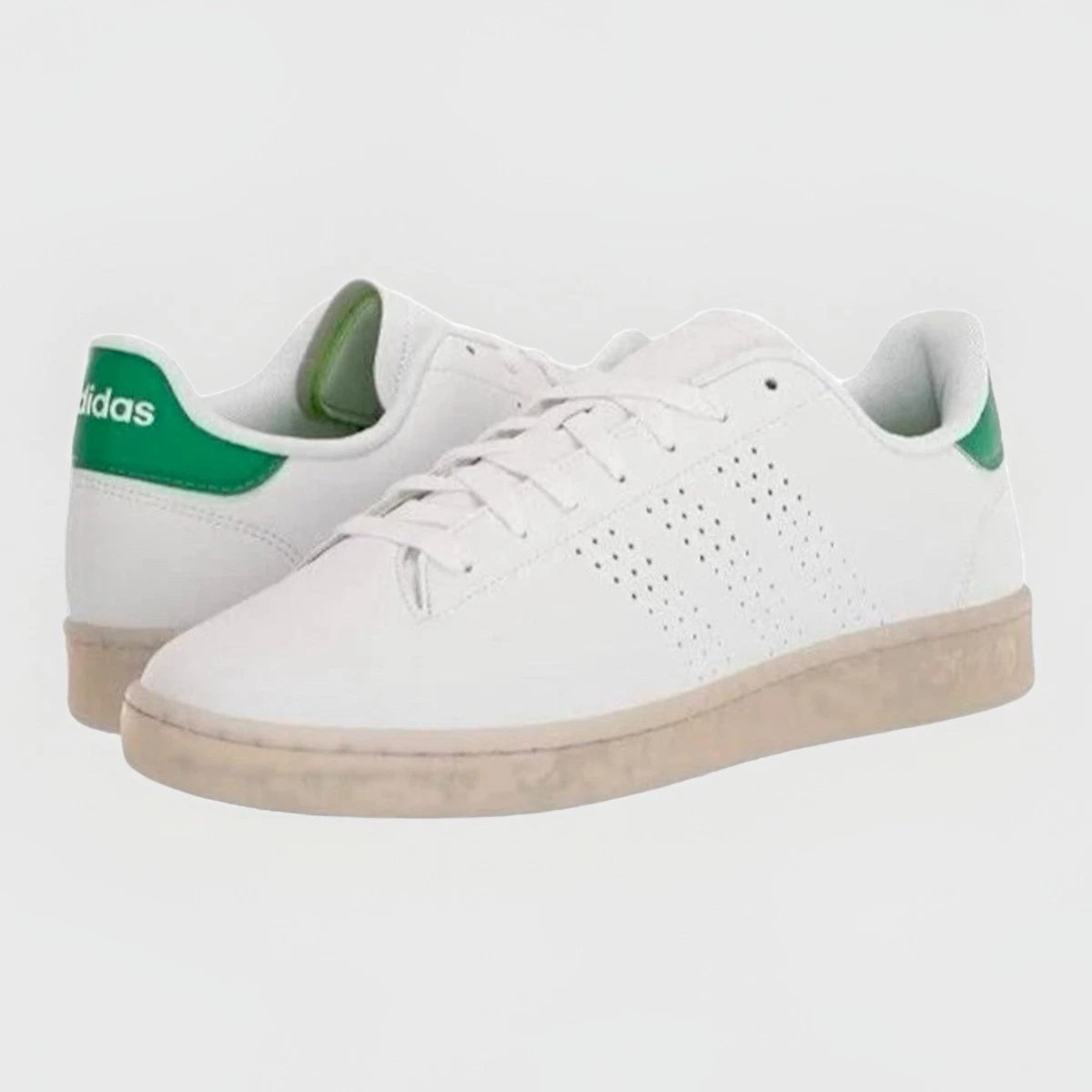 Adidas Men\'s Advantage Ecogrind Tennis Shoes White‎ & Green Lace Up NEW 5 M Men main image 3