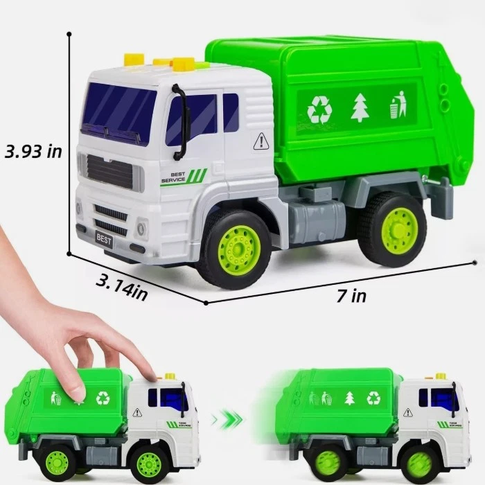 Игрушечный мусоровоз трение питание от света и звука пластиковая игрушка грузовик - Изображение 3 из 4