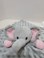Boritar Baby Lovey Security Blanket Animal Pattern Backing Gray Pink Minky Dot
