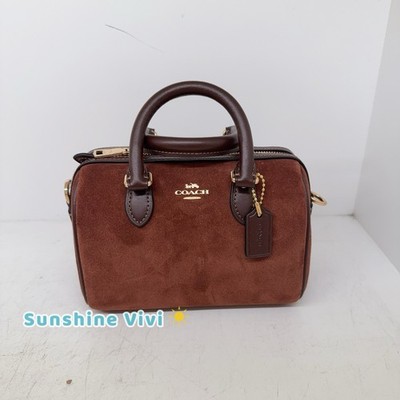NWT Coach Mini Rowan Crossbody Bag CCF29, suede/Im/Vintage Brown