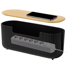 Cable Management Box Surface Wiring Tray Tidy Power Black 