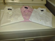 Offering 3 Vintage Mens Manhattan Short Sleeve Dress Shirts White Cream Pink