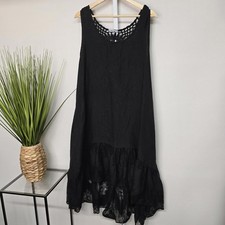 Cristina Vigenani Black Lace Trim Dress Made in Italy Medium