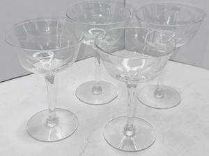 1980s Louie Weston Glass Co. WGL78 Floral Etched Champagne/Tall Sherbet Glasses