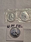 1961 1962 Franklin Half Dollar 50C Proof FBL Silver Philadelphia Uncirculated