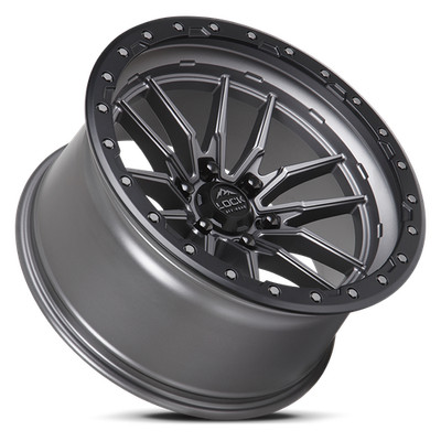 4 New 20x10 Lock Off-Road Krawler Gray Black Ring 6x139.7 6x5.5 ET-18 Wheel