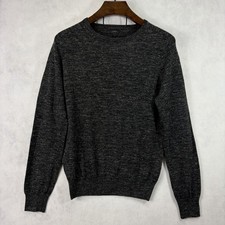 Suéter J Crew Para Hombre Grande Negro Alpaca Lino Lana Ligero Crew Pullover
