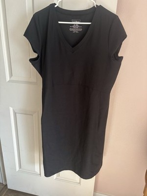 LL Bean Fitness Dress Size xl Black Cap Short Sleeve Stash Pocket Outdoor