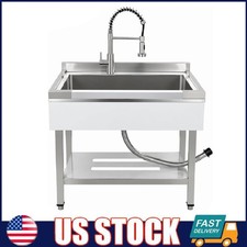 Stainless Steel Utility Sink Freestanding 31 x 22 x 35" Single Bowl Laundry Sink