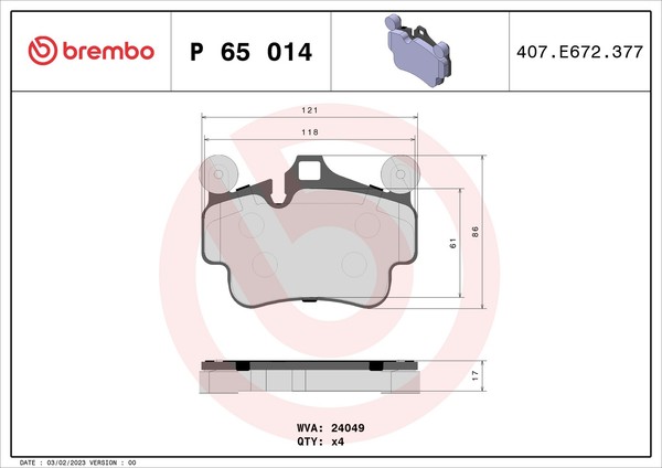 Brembo P 65 014 Bremsbelagsatz, Scheibenbremse For Porsche-image