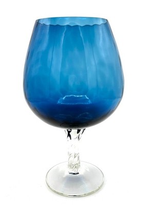 Empoli Two Tone Petrol Blue Optic Glas Large Snifter / Vase 22,2 cm MCM