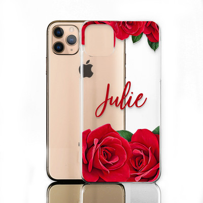 Handyhülle Rose Initialen; Personalisierte durchsichtige Hartschale Blume/Blumen für Google