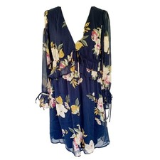 Xhilaration Blue Floral V-Neck Dress Women's Size Small NWT