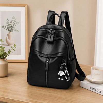 Stylish Women's PU Leather Backpack Casual Daypack Travel School Bag Black