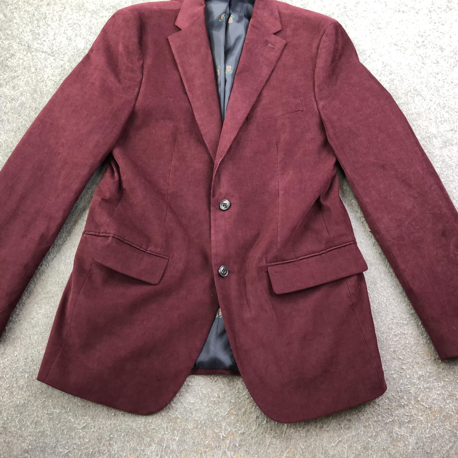Tommy Hilfiger Blazer Mens 40L Red Corduroy Cotton Spandex Sport Coat Jacket thumbnail 2