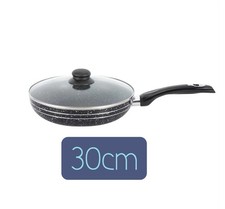 30cm extra large Heavy Duty Frying Pan marble coating NonStick Pan with lid