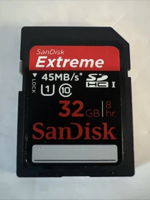 SANDISK EXTREME 32GB 45MB/S CLASS 10 HD VIDEO SD CARD - Image 1 of 2