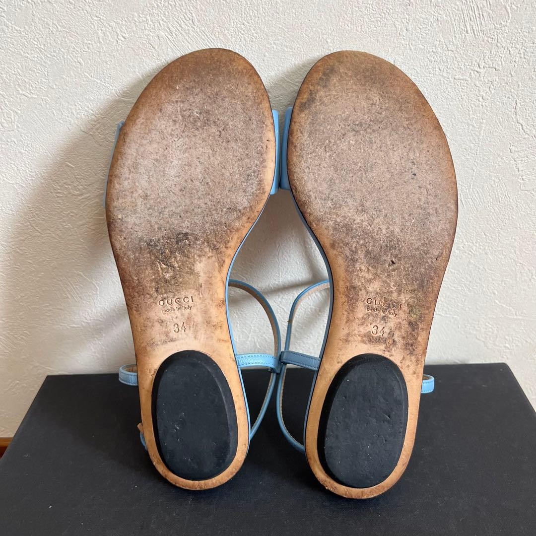 Gucci Strap Flat Sandals Shoes Light Blue Size 34 US About 4 For Women thumbnail 17