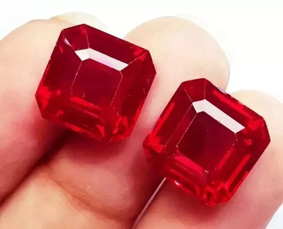 40 Ct Natural Burmese Asscher Cut Red Ruby Certified Loose Rare Gemstone Pair