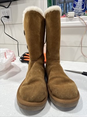 Koolaburra By UGG Boots Womens Size 8 Brown Suede Shearling Lined Button 1096409