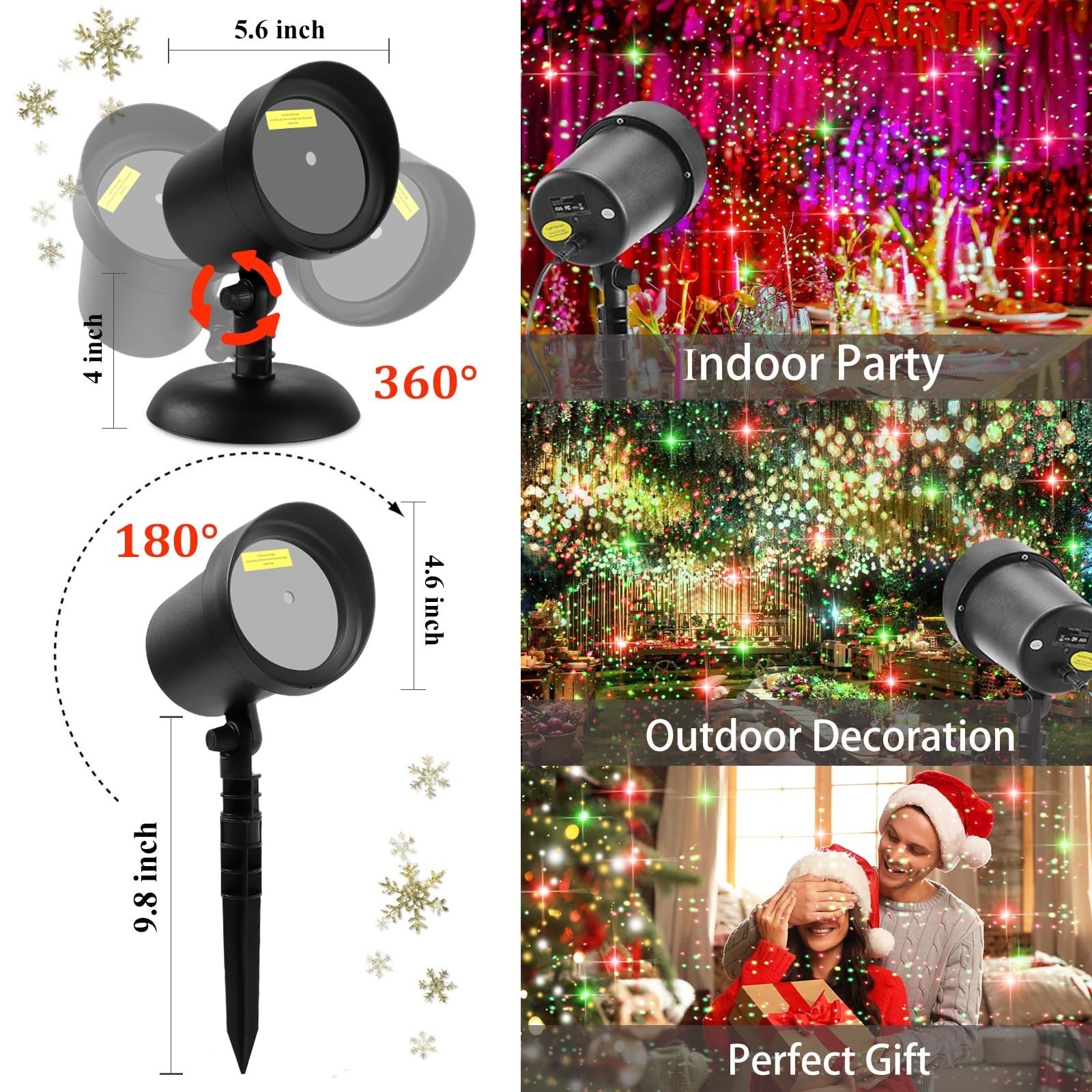Laser Projector Lights Outdoor for Christmas, Motion Laser Christmas Lights P...