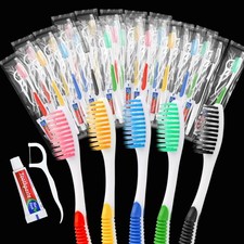 Disposable Toothbrushes with Toothpaste and Floss,100pcs Single Use Individua...