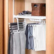 5 in 1 Multi-Functional Pants Hanger Rack Towel Stainless Steel Wardrobe Shelves