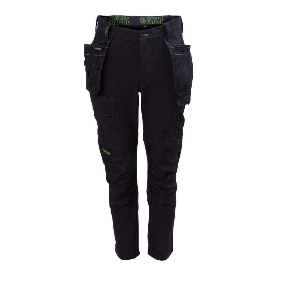 Apache Calgary Black Holster Work Trousers - Extreme 4 Way Stretch - Slim Fit
