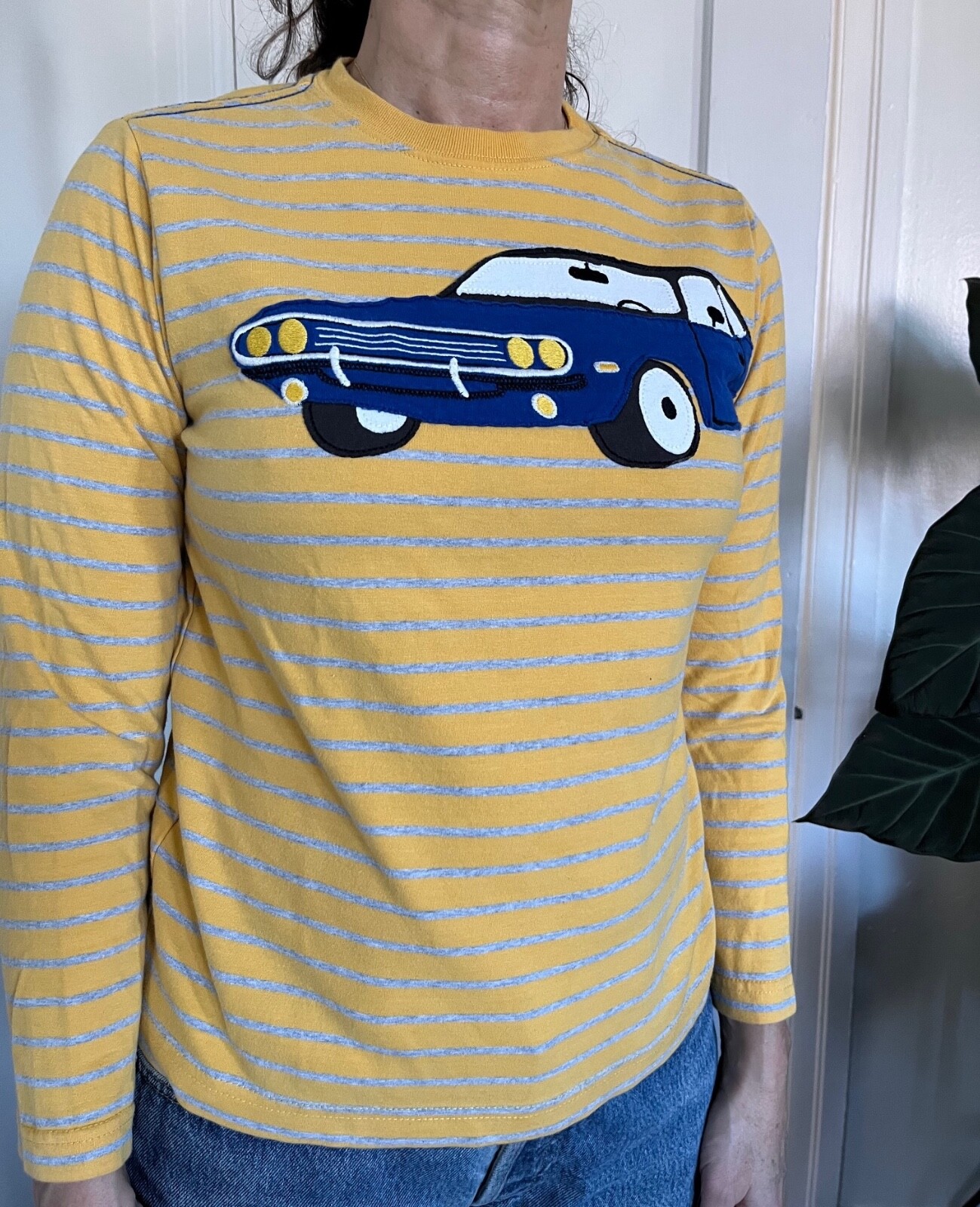 vintage CAR Graphic hanna andersson womens striped Shirt small