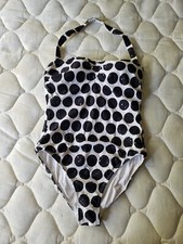Jantzen Bandeau Sparkling Black White Polka Dot One Piece Swim Suit Size 10