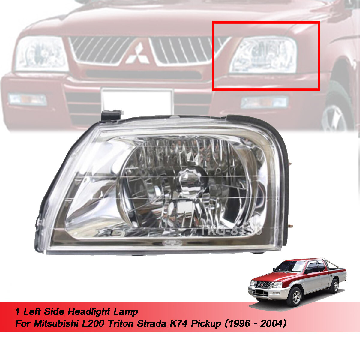 Left Side Headlight For Mitsubishi L200 Triton K74 1996 1997 1998