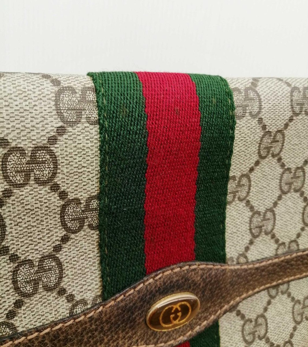 バッグ Vintage Gucci GG pattern clutch bag ✨Vintage✨ GUCCI GG Canvas Web Sherry Line Clutch Bag RED
