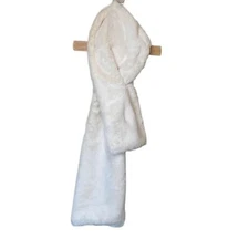 Calvin Klein Off White Faux Fur Pull Through Wrap Scarf OSFM