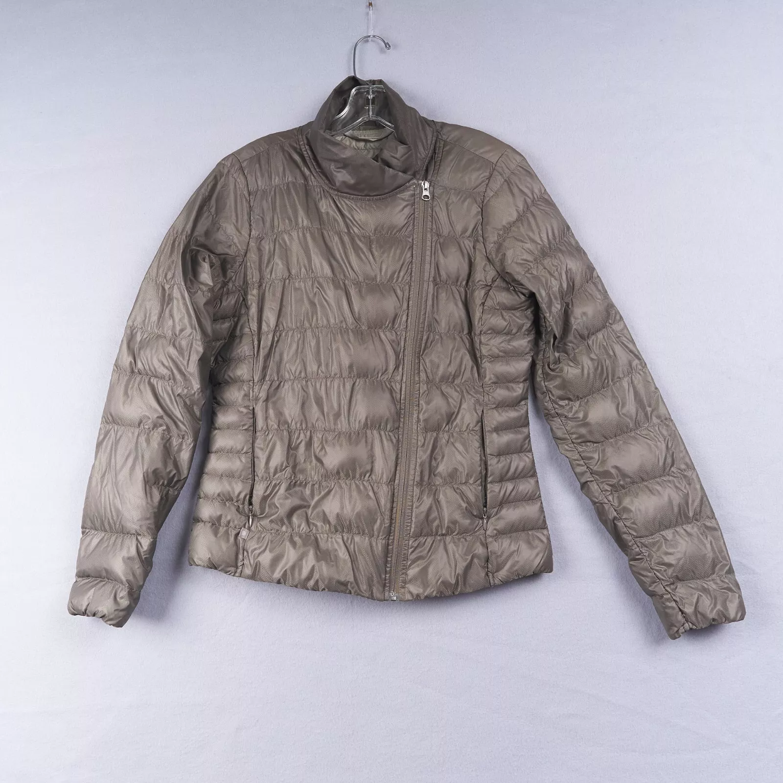 athleta downalicious goose down asymmetrical zip jacket